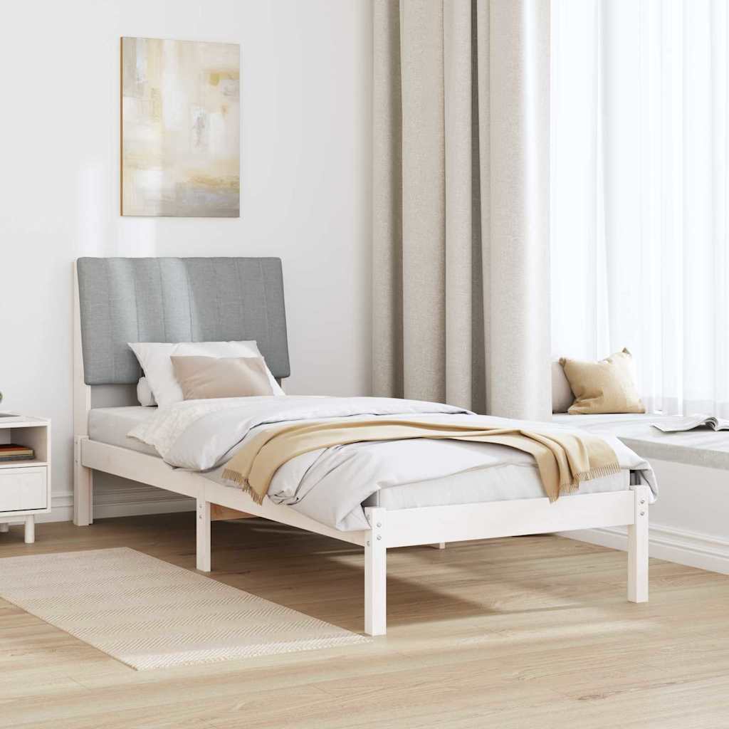 Bed Frame with Headboard White 75 x 190 cm Solid Pine Wood